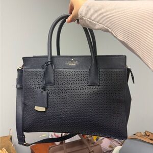 kate spade Navy Perforated Leather Satchel